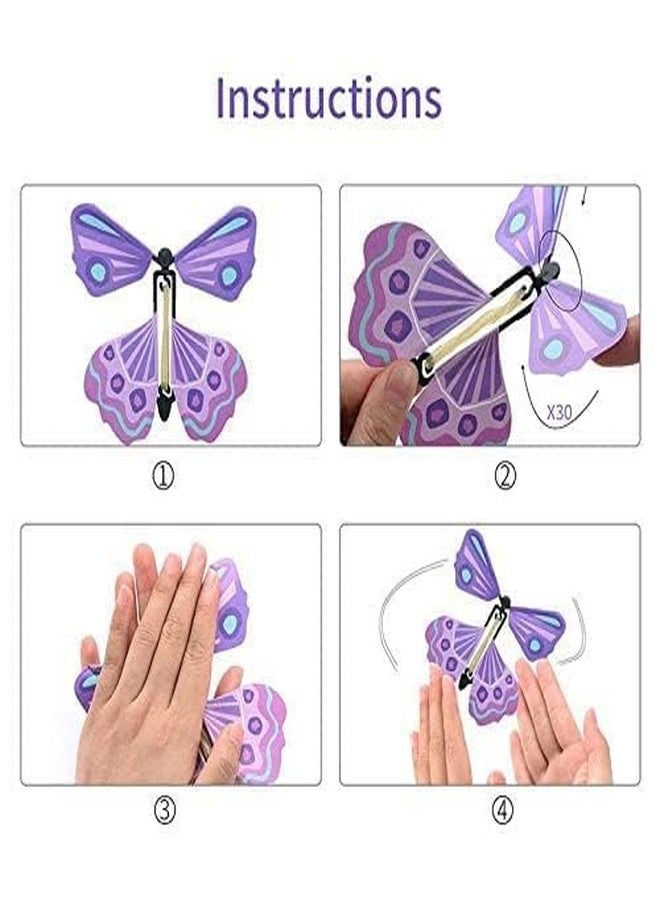 SGABANI Flying Butterfly Toy Set, Wind Up Toy Elastic Band Powered Butterfly Bright Colours Magic Card Wind for Big Surprise Birthday Wedding (Pack of 10) - Image 3